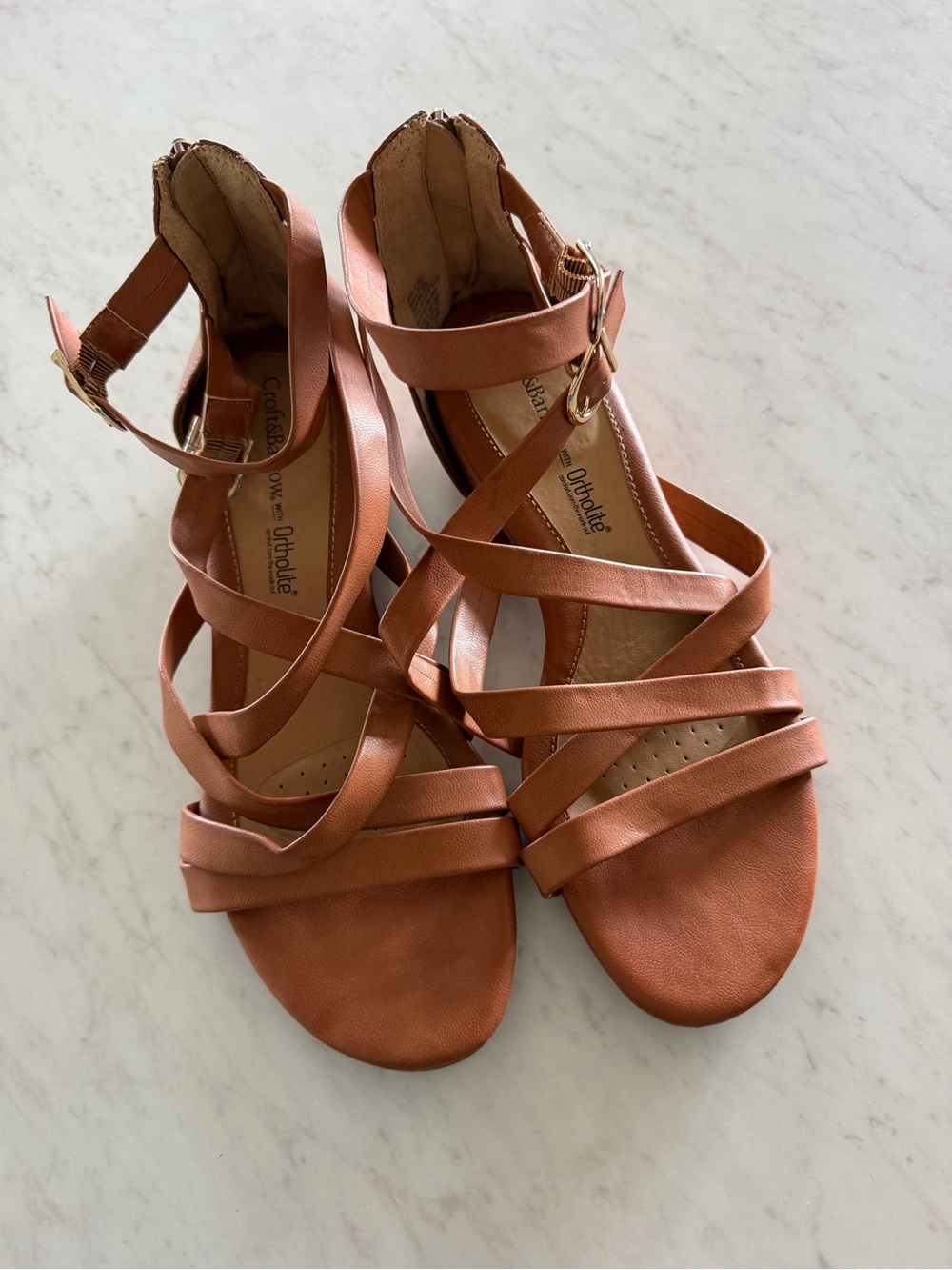 Croft&Barrow Women’s Brown Strappy Leather Sandals size 10